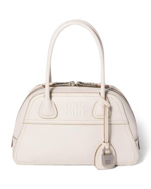 Miu Miu Nappa Leather Vivant Top-Handle Bag - Natural