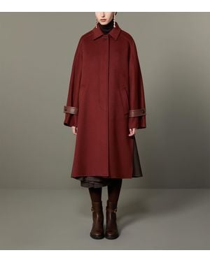 Max Mara Cashmere Leather-Trim Coat - Red