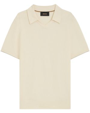 BOSS Silk-Cotton Polo Shirt - Natural
