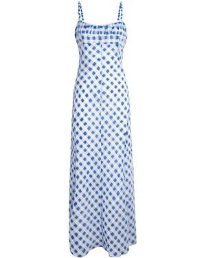 Sandro Linen-Blend Gingham Maxi Dress - Blue