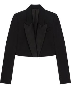 Givenchy Wool Cropped Tuxedo Jacket - Black