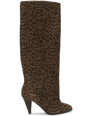 Kurt Geiger Suede Leopard Print Lambeth Knee-High Boots - Brown
