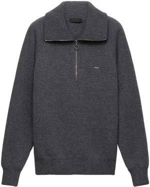 Prada Wool-Cashmere Quarter-Zip Jumper - Grey