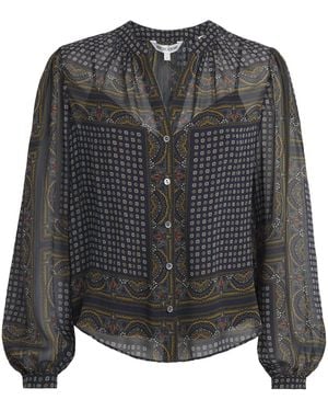 Veronica Beard Silk Ashlynn Blouse - Blue