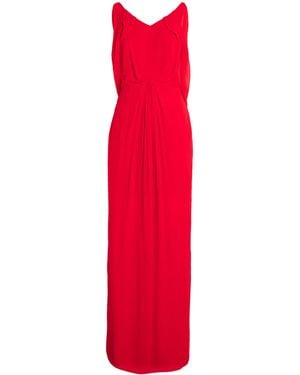 Saloni Cape-Sleeve Samira Maxi Dress - Red
