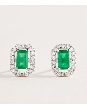 SHAY Diamond And Emerald Mini Me Earrings - Green