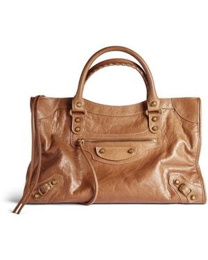 Balenciaga Medium Leather Le City Top-Handle Bag - Brown