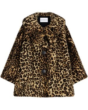 Givenchy Faux Fur Leopard-Print Coat - Brown