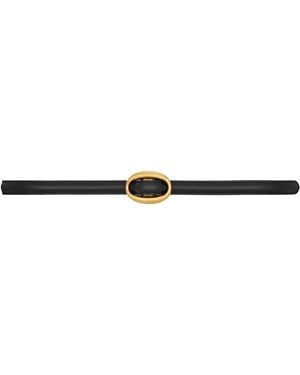 Saint Laurent Leather Reversible Oval-Buckle Belt - White