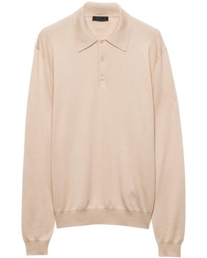 Prada Cashmere-Silk Polo Shirt - Natural