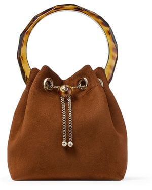 Jimmy Choo Bon Bon Goat Suede Top-Handle Bag - Brown