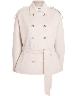Maje Wool-Blend Double-Face Belted Jacket - Natural