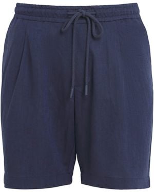 Zimmerli of Switzerland Linen-Cotton Drawstring Shorts - Blue