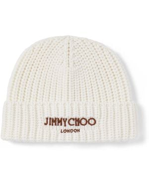Jimmy Choo Yuki Virgin Wool Beanie - White