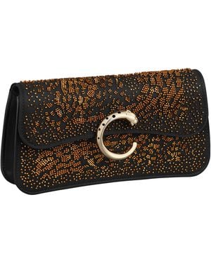Cartier Mini Embroidered Panthère C De Chain Bag - Black