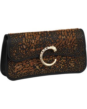 Cartier Mini Embroidered Panthère C De Chain Bag - Black
