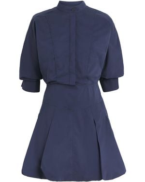 Jonathan Simkhai Poplin Bubble-Hem Effie Mini Dress - Blue