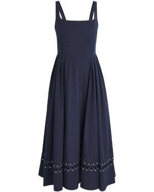 Maje Poplin Embroidered Midi Dress - Blue