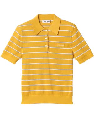 Miu Miu Cotton Stripe Polo Shirt - Yellow