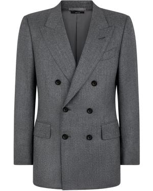 Tom Ford Virgin Wool Double-Breasted Blazer - Gray