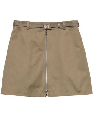 Prada Chino Zip-Up Mini Skirt - Natural