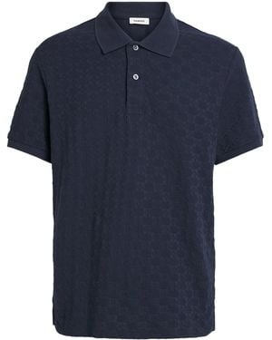 Sandro Cotton Jacquard Polo Shirt - Blue