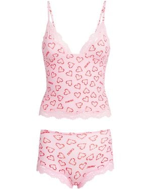 Skims Printed Fits Everybody Lace-Trim Cami And Shorts Set - Pink