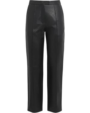Yves Salomon Lambskin Straight Tailored Trousers - Black