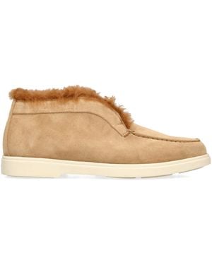 Santoni Suede Fortune Ankle Boots - Natural