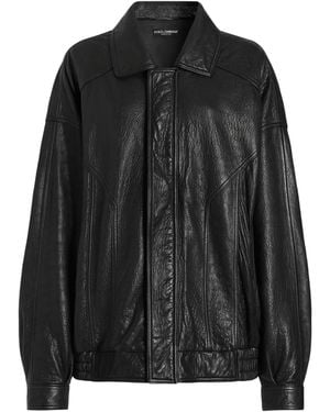 Dolce & Gabbana Oversized Leather Jacket - Black