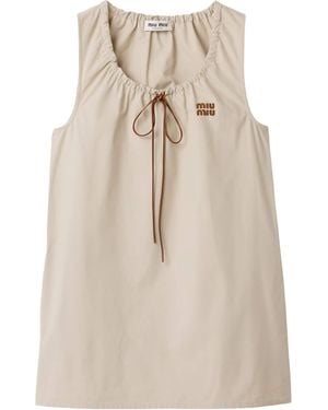 Miu Miu Panama Cotton Mini Dress - Natural