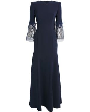 Jenny Packham Embellished-Cuff Anita Maxi Dress - Blue