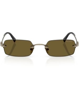 Miu Miu Metal Rectangular Sunglasses - Green