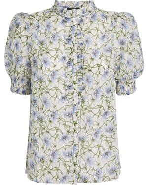 ME+EM Cotton-Silk Floral Blouse - White