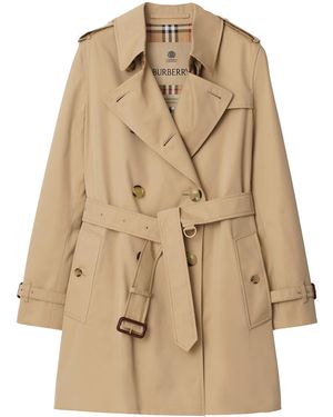 Burberry Gabardine Short Kensington Heritage Trench Coat - Natural
