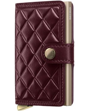Secrid Leather Diamond-Embossed Miniwallet - Purple