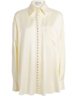 Stella McCartney Satin Faux Pearl-Trim Shirt - White