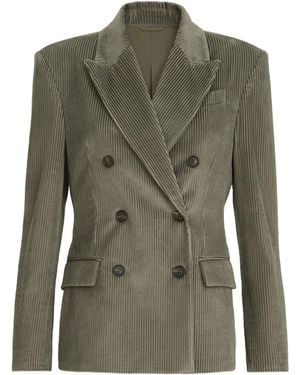 Brunello Cucinelli Corduroy Double-Breasted Blazer - Green