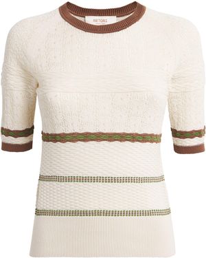 RETORI Cotton Knitted Stripe T-Shirt - Natural