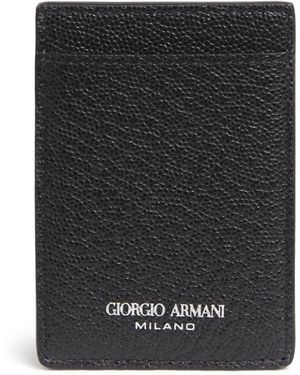 Giorgio Armani Grained Leather Card Holder - Black
