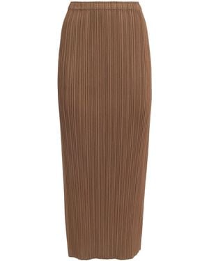 Pleats Please Issey Miyake New Colorful Basics Maxi Skirt - Brown