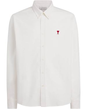 Ami Paris Cotton Embroidered Ami De Coeur Shirt - White