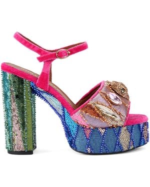 Kurt Geiger Sequin Kensington Platform Sandals - Blue