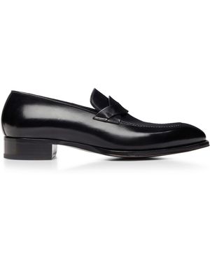 Tom Ford Burnished Leather Elkan Loafers - Black