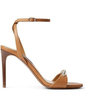 Ralph Lauren Leather Presling Heeled Sandals 95 - Metallic