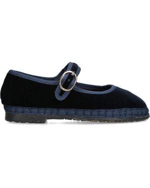 Flabelus Velvet Molly Mary Janes - Blue