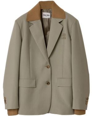 Miu Miu Mohair-Wool Logo Blazer - Green