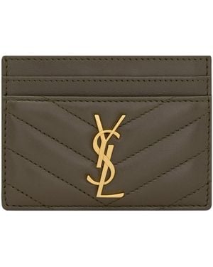 Saint Laurent Matelassé Card Holder - Green
