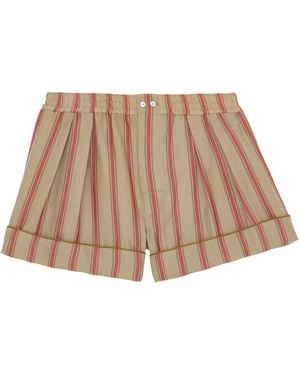 Saint Laurent Cupro Stripe Pyjama Shorts - Natural