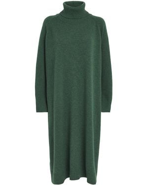 Eskandar Cashmere Wide Rollneck Sweater Dress - Green